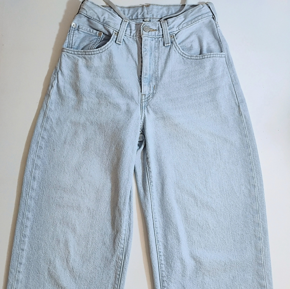 Levi's Baggy Straight Leg Light Wash Drawstring Jeans 27 - Picture 3 of 15